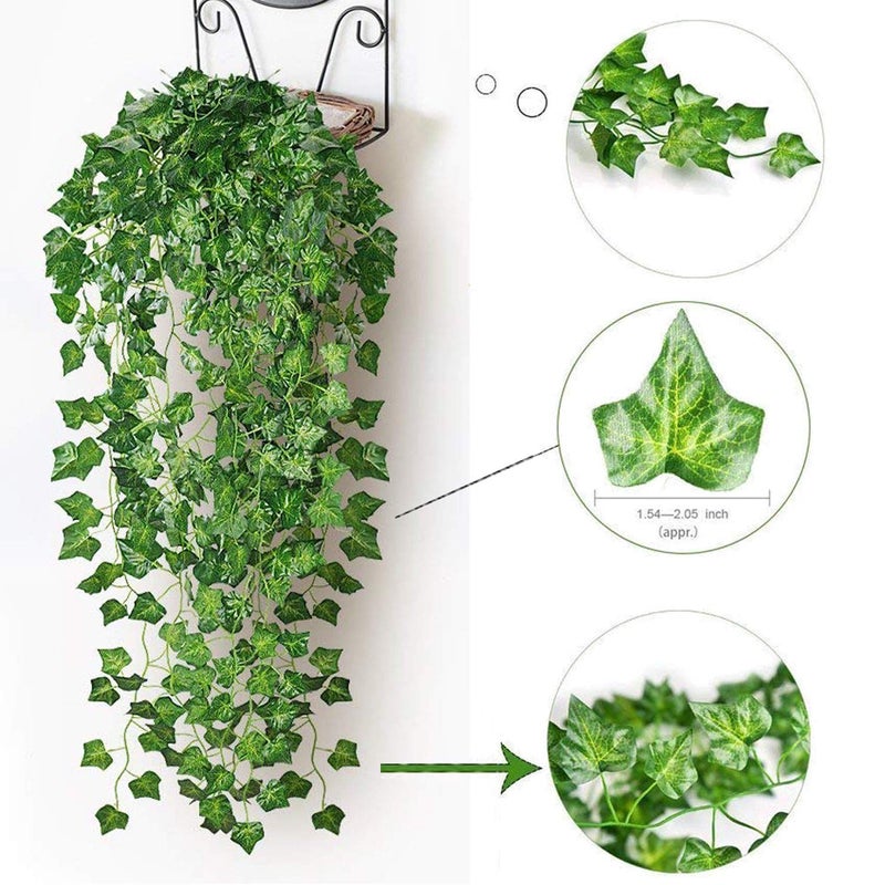 Comtelek 12 Pack Fake Vines for Room Decor Artificial Ivy Garland with Clip Green Flowers Hanging Plants Faux Greenery Leaves Bedroom Aesthetic Decor for Home Garden Wall Wedding - Image 2